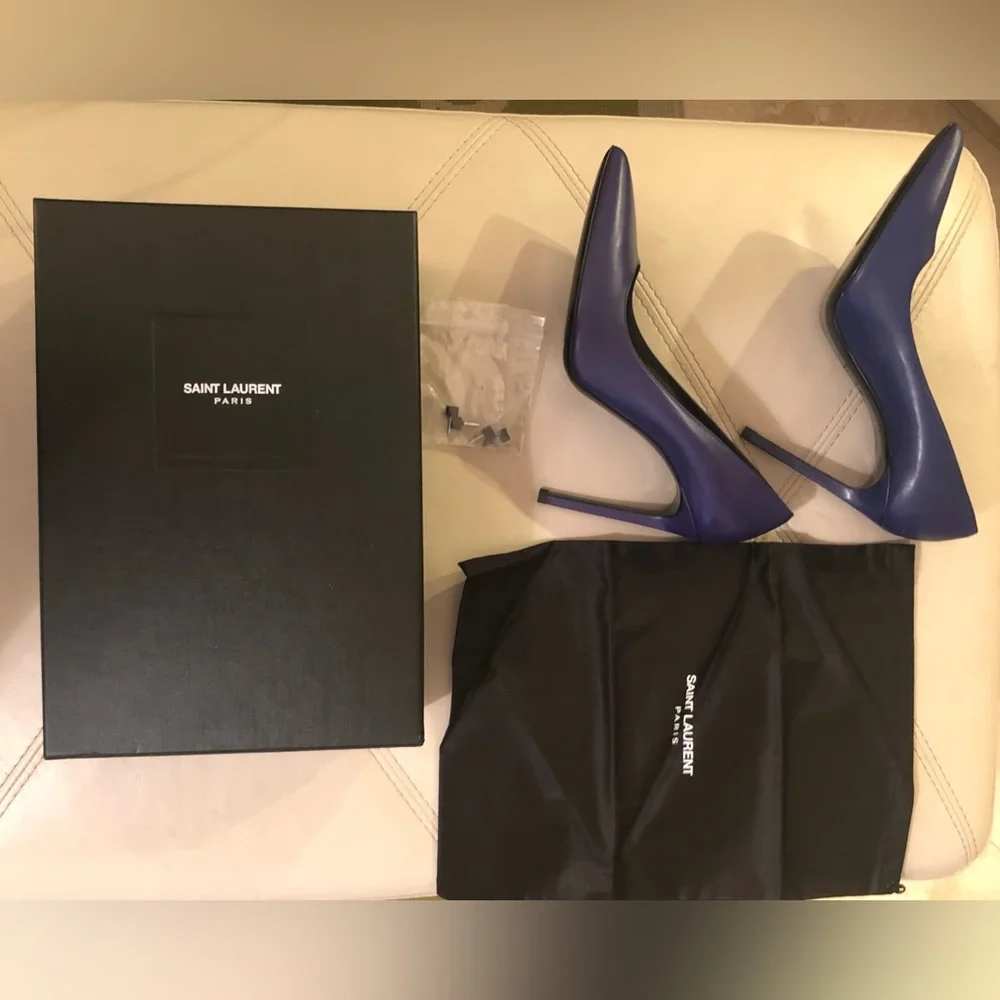Yves Saint Laurent Blue Stiletto Heels - Picture 9 of 14